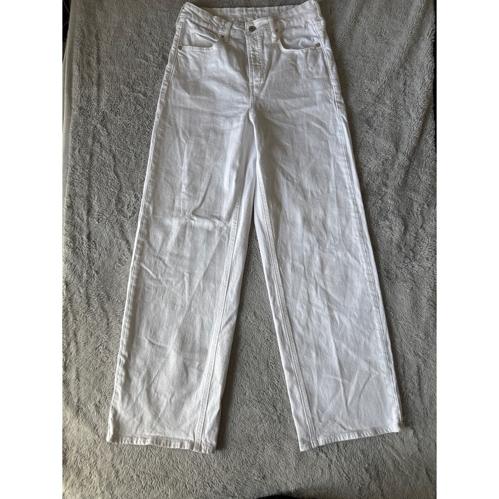 Old Navy Womens Extra High Rise Sky-Hi Wide Leg Jeans White Size 4 Regular